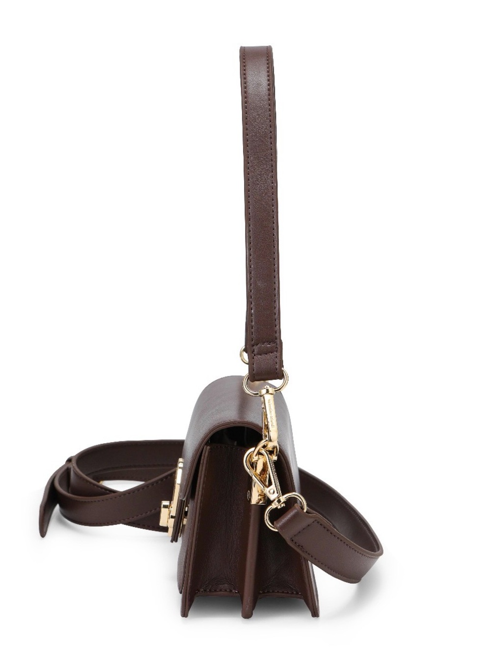 Valentino Orlandi Chocolate Brown Shoulder Crossbody Bag Gold Hardware 2 Way - Picture 3 of 7